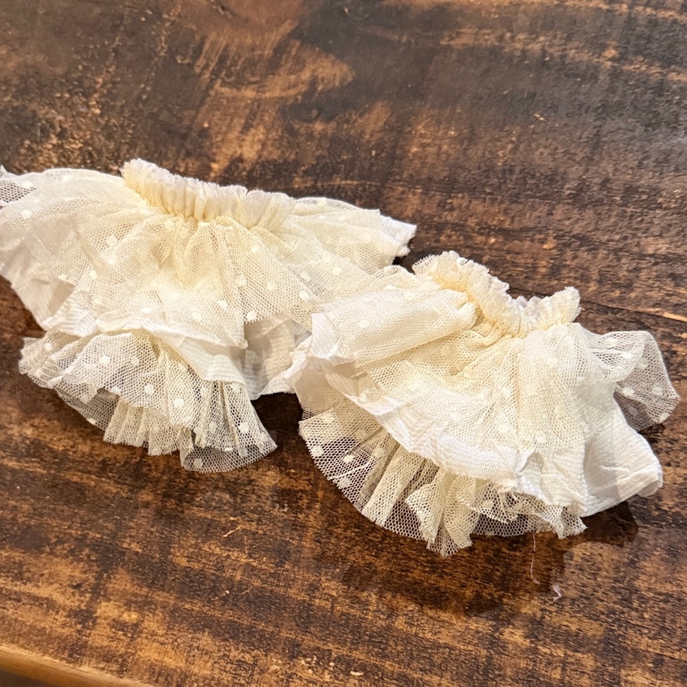 Mustard Pie Cream Ruffled Tulle kids Hand Cuffs